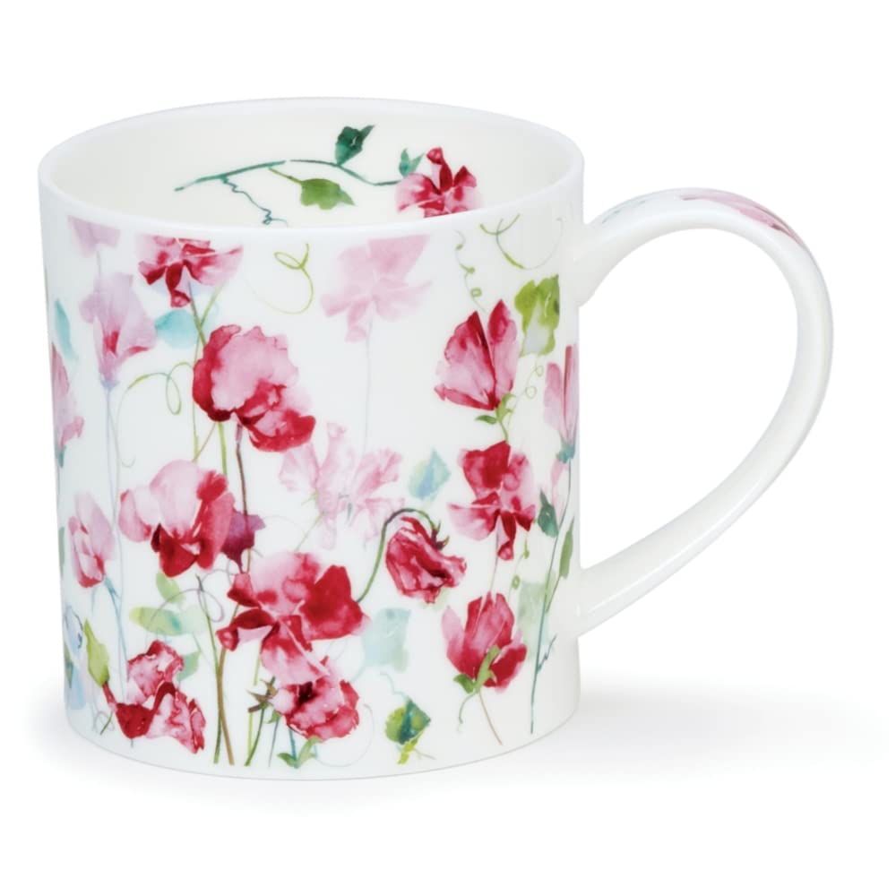 Dunoon Orkney Mug, Fine Bone China, 0.35 Liters, Sweet Pea Floral Design