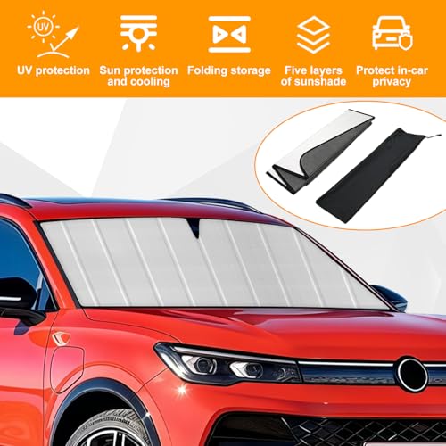 Sun Visor for VW Tiguan 2020-2025 Foldable Front Windshield Interior Thermal Insulation UV Protection Privacy