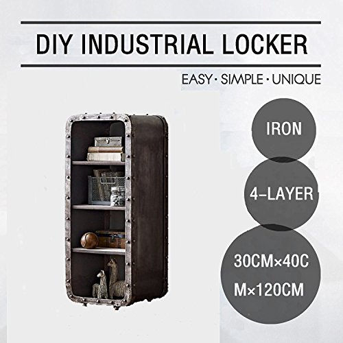 Diwhy DIY Industrial Iron Locker 4-Layer Bookcase Furniture Cabinet