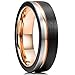King Will Loop Tungsten Carbide Wedding Band 6mm Rose Gold Line Ring Black Silver Brushed Comfort Fit