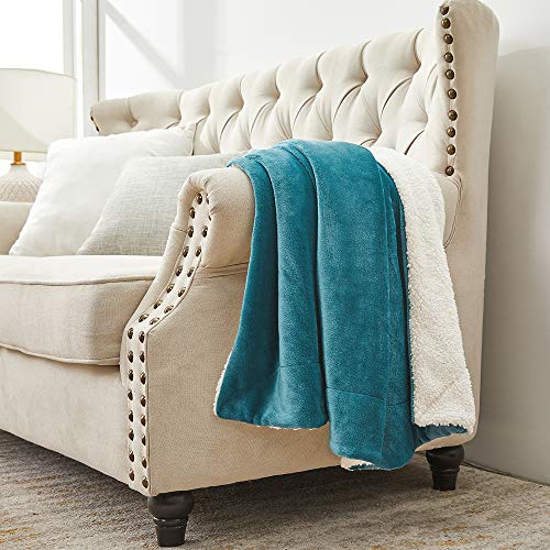 Walensee Sherpa Fleece Blanket (Queen Size 90”x90” Teal) Plush Throw Fuzzy Super Soft Reversible