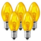 C7 - Transparent Yellow - Double Dipped - 5 Watt - Candelabra Base - Christmas Lights - 25 Pack