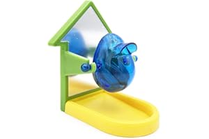 KCRYGOGO Treat Dispensing Feeder with Mirror for Parrot Bird Foraging Toy Intelligence Growth Cage Toys for Parakeet Cockatiel Conure African Grey(1pc Random Color)