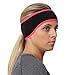 TrailHeads Women’s Ponytail Headband | Fleece Earband | Winter Running Headband - black/bright coral