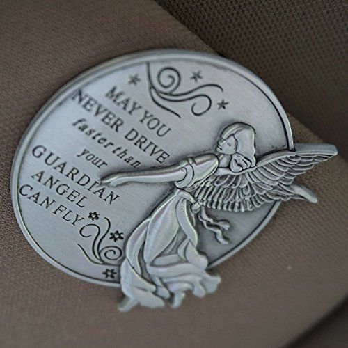 Guardian Angel Visor Clip For Car 21/4 Inch Diameter Metal, Reads MAY