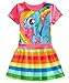 LEMONBABY Unicorn Dress Colorful Striped Cartoon Girls Dress