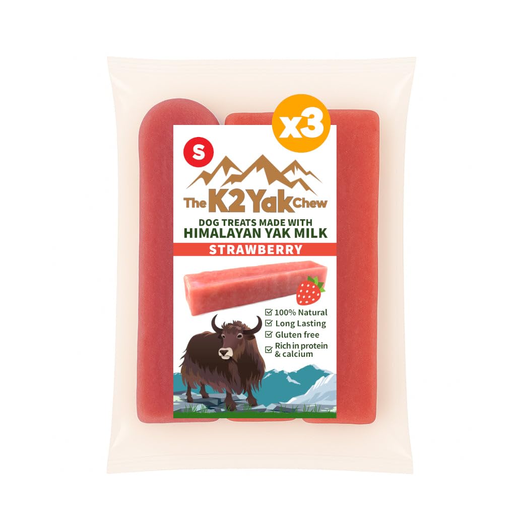 K2 Yak Chews Strawberry Flavour Dog Treat – 100% Natural Himalayan Yak Milk Chew, Long Lasting Dental Stick for Puppies & Small Dogs, Vegetarian, Gluten & Grain Free (30–40g, Pack of 3)