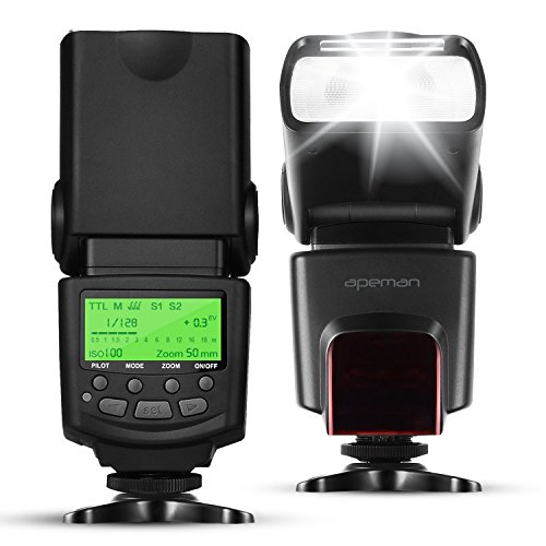 APEMAN I-TTL Speedlite Flash Speedlight for Nikon, Supports Rear Curtain Sync and M/MULTI/S1/S2 Flash Mode, LCD Display, Multi-functional Portable Package, for Nikon DSLR Camera