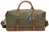 Iblue Upgraded Canvas Leather Weekender Sports Duffels Overnight Shoulder Bag #012031