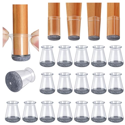 GICUNK 32 Pieces New Rubber Pads for Round Chairs, Silicone, Chair Leg Stoppers, Transparent Chair Feet Covers for Wooden Floors(Suitable for: 13-22.9 mm)
