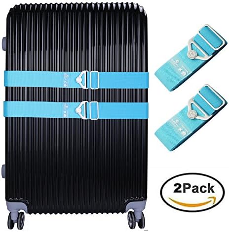WeBravery Elastic Adjustable Luggage Straps Suitcase Belt Travel Bag Strap (2Pack-Blue)