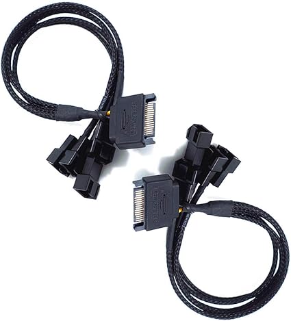 Amazon Siyuxinyi Pvc絶縁 Sata から 4 X 3 ピン 4 ピン Pmw 12v Pc ケース ファン パワー アダプター ケーブル 4ピンファンスプリッタ電源ケーブルpwmファン電源延長ケーブルコンピュータファンyスプリッタ延長 1 接続から4ファンに電源を供給 2パック