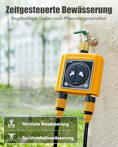 RAINPOINT 2 Way WiFi Irrigation Control Unit with Brass Inlet and Outlet, Smart Irrigation Timer, App/Voice Control, Soil/Weather Humidity Based Irrigation for Lawn/Garden/Greenhouse