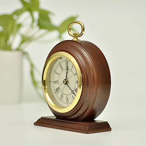 ECVISION Silent Vintage Handmade Wood Alarm Clock Bedside Wooden Table
