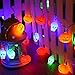 Brizled Skull Pumpkin Halloween Lights, 32 LED 13.12ft Pumpkin Lights Skull Lights string, Battery Jack-O-Lantern Halloween String Lights, Indoor & Outdoor Party and Halloween Decorations, Multicolor