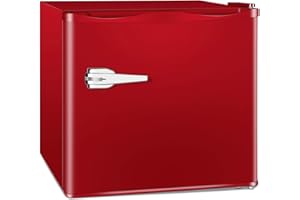 Electactic 1.2 Cu.ft Mini Freezer, Small Upright Freezer with Removable Shelf & 7 Adjustable Temperature Control, Energy Saving, Low Noise for Bedroom, Apartment, Home, Office, Red