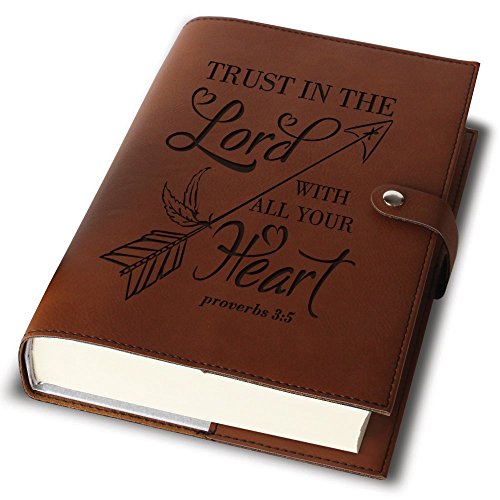 Bella Busta-Trust in the Lord with all your Heart- Book Cover-Christian Bibles Book Cover-Religion & Spirituality- Engrave Leather Book Cover (proverbs 3:5 (6 1/2" x 8 3/4" Rawhide)) - Thumbnail 2