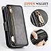 CORNMI iPhone Xs Max Wallet Case, 13 Card Holders Crossbody Wrist Strap Mirror Kickstand Detachable Purse Leather Folio Zipper Pocket Flip Protective Cover Black