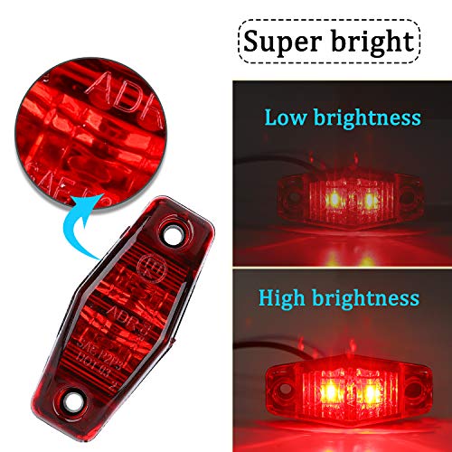 Donepart Red/Amber Trailer Side Marker Lights 2.5 Inch trailer Side Fender Marker Lights Clearance Identification Lights 12v for Truck Trailer RV Camper Boat Lorry Bus (4 Pcs) - Thumbnail 2