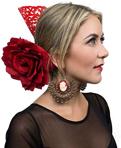 Ole Ole Flamenco Earrings for Women Camafeo Spanish Earrings Special for Dance Tablao (for pierced ears)