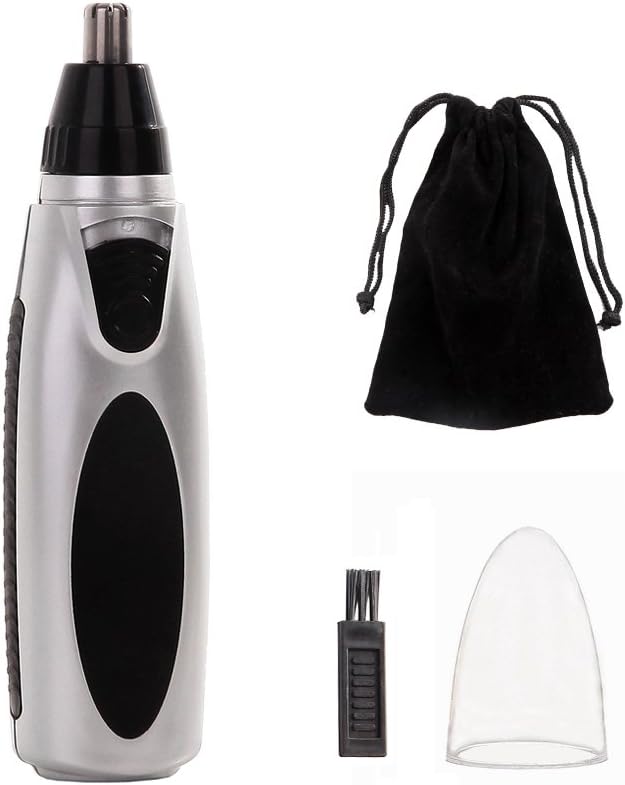 Ear and Nose Hair Trimmer Clipper for Men Women - Professional Electric Painless Eyebrow and Facial Hair Trimmer, Battery-Operated,Waterproof Dual Edge Stainless steel Blades for Easy Cleansing