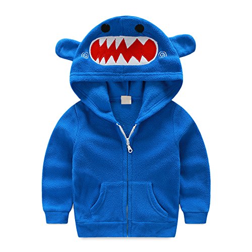 Boys Cartoon Cute Monster Frog Bear Owl Animal Embroidered Zipper Fleece Costume Hoodies Jacket Sweatshirt