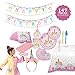 FIG PARTY SUPPLIES Unicorn Themed Party Supplies Kit Serves 16,147 pieces-Perfect For Girls Birthday & First Birthday - Bonus Happy Birthday Banner,Table Cloth & Unicorn Headband