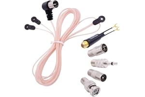 Fancasee Universal FM Antenna Dipole 75 Ohm F Male Push On Plug Coax Coaxial Cable Antenna with PAL 3.5mm BNC Jack Connector & 75 to 300 Ohm Adapter FM Radio Antenna for Home AV Stereo Receiver Indoor