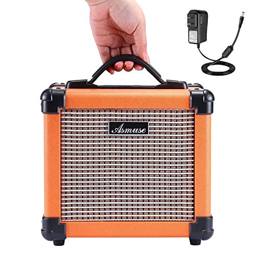 Asmuse Electric Guitar Amp 10W Portable Combo Amplifier Speaker with Distortion Effect 2 Band EQ Bass Treble and Aux Input(including US Adapter)