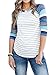 DREAGAL Women 3/4 Sleeve Striped Floral Print Raglan Tops Baseball T Shirt