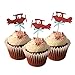HOKPA Airplane Cupcake Toppers, Glitter Cake Food Dessert Picks Baby Shower Kids' Boys Birthday Party Decors (24PCS Red)