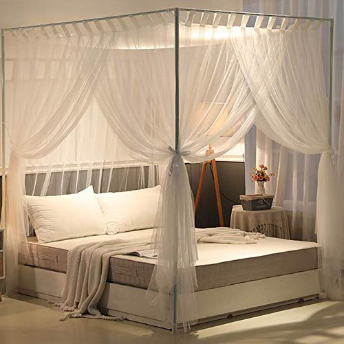 Mengersi Simple 4 Corners Post Curtain Bed Canopy Bed Frame Canopies