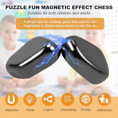 Magnetic Chess Game,24 Stones, 3 String & Portable Storage Bag, Strategy Board Game for Family Night, Use for Kids Adults (Age 9+)