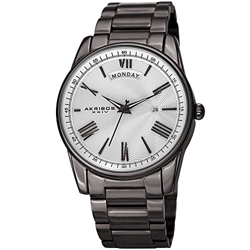 Akribos xxiv gunmetal grey wrist watch for men – fashion quartz…