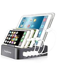 tonyhoney estación de carga USB Carga Rápida 3.0, Cell Phone Charger Station Dock & Organizador para varios dispositivos   Reloj de Apple iPhone, iPad, Android, Samsung, Smartphones y Tablets