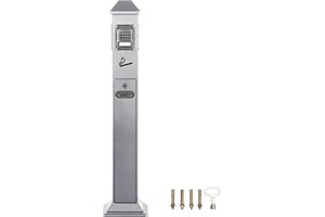 lukar Commercial Butt Receptacle Outdoor Metal Trash Can Heavy Duty Standing Ash Bin for Patios Gardens Hotels Pubs Offices (Silver)