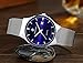 Fashion Mens Watch Mesh Band Japanese Analog Quartz Movt Thin Dial Date Wrist Watches,Blue