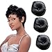 newfeibin 100% Human Hair Brazilian Hair Weaving with Free Closure and Shower Cap Short Extension Weave Color (#1B), 27 Piece