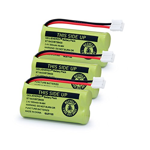 GEILIENERGY BT18433 BT184342 BT28433 BT284342 Rechargeable Battery Compatible for AT&T and Vtech BT-8300 BATT-6010 BT1011 BT1018 BT1022 BT1011 CPH-515D Cordless Phones(3 Pack)