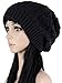 Ls Lady Thick Slouchy Knit Oversized Beanie Cap Hat Winter Warmming Cap Black