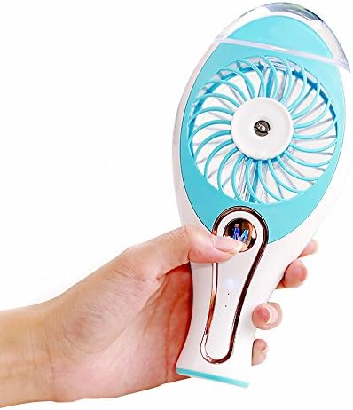 YCTA Portable Fan Personal Cooling Mist Humidifier Fan Handheld Rechargeable Mini USB Misting Fan Water Spray Fan (Blue)