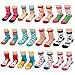 ShoppeWatch Baby Girl Socks with Grips 12 Pairs for Toddler Kids Infants Babies Anti Slip Non Skid Bottoms 2T and 3T Walkers BBSK42