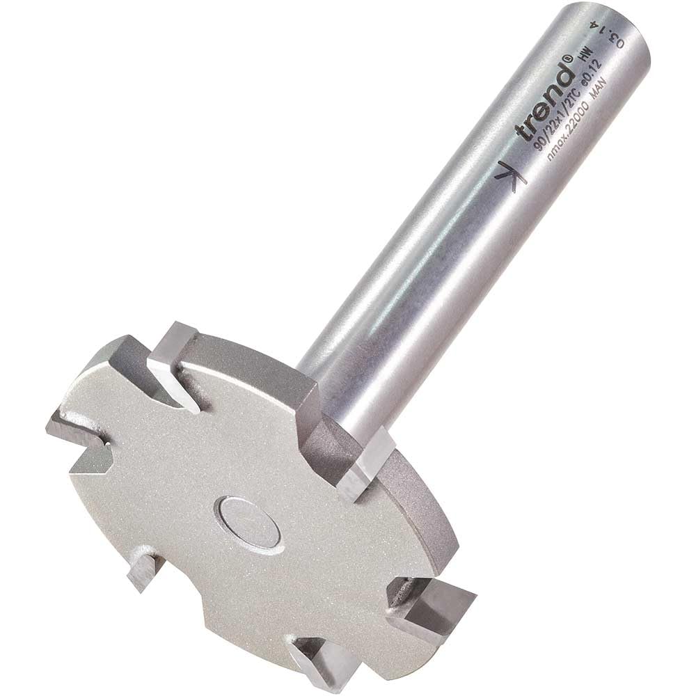 Trend Professional Six Wing Trimmer Router Cutter, 1/2 Inch Shank, 52.3mm Cut Diameter and 6.5mm Cut Length, 90/22X1/2TC
