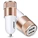 Car Charger, ShuoGe® 2.1A/24W 2-Port Smart USB Quick Charge Car Charger (Golden)