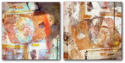 Ready2HangArt 2 Piece 'Abstract Spa' Canvas Art, 30" High x 30" Wide x 1" to 2" Deep, White/Brown/Orange/Black