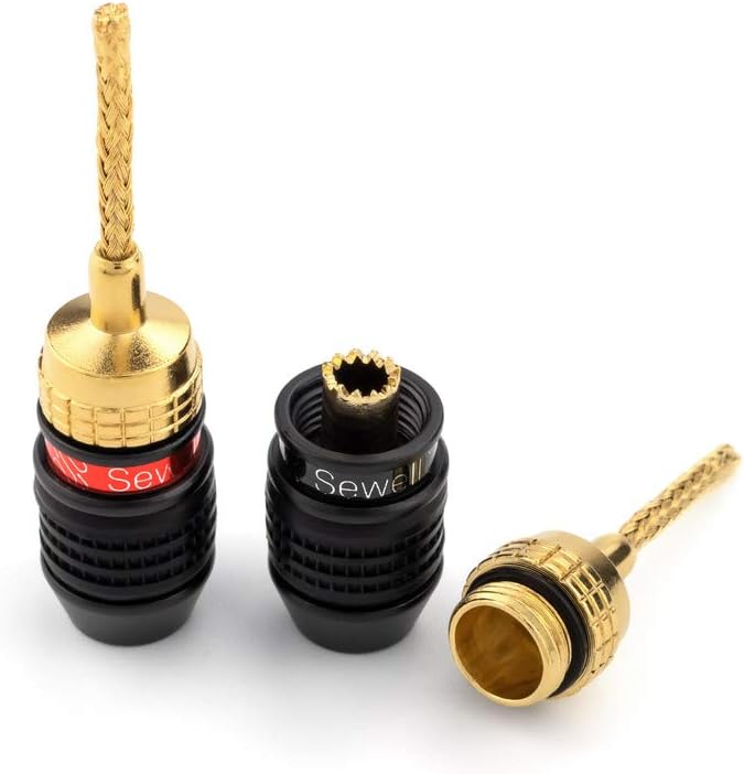 Sewell SW-29863-12 Deadbolt Banana Plugs 12-Pairs by, Gold Plated Speaker Plugs, Quick Connect: Home Audio & Theater