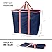 CleverMade Collapsible Laundry Tote, Large Foldable Clothes Hamper Bag, LaundryCaddy CarryAll XL Pop Up Storage Basket with Handles, Navy/Rose