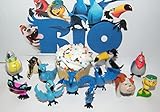 Rio Movies Deluxe Figure Set of 12 Toy Kit Featuring Jewel, Blu, the children, Nigel and both old and new friends!