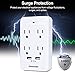 DEWENWILS 4 Plug Outlet Adapter Multi Plug Wall Outlet Extender Surge Protector with Dual USB Ports, Lightweight Extra Outlet Adapter for Home Office Travel, 1080 Joules, ETL Certified - White