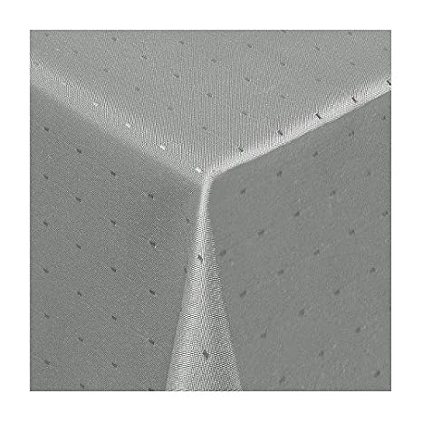 TEXMAXX Damast Tischdecke Maßanfertigung im Punkte-Design in grau-silber 120x240 cm eckig,weitere Längen und Farben wählbar